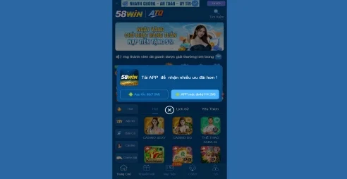 Giao diện game bắn cá trên 58win